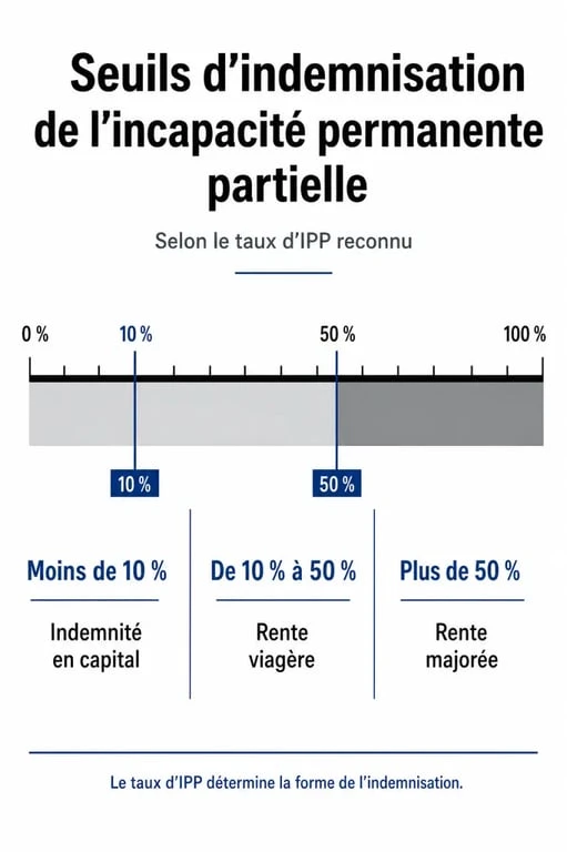 Tableau récapitulatif des indemnités selon le taux d'IPP après révision pour rechute d'accident du travail