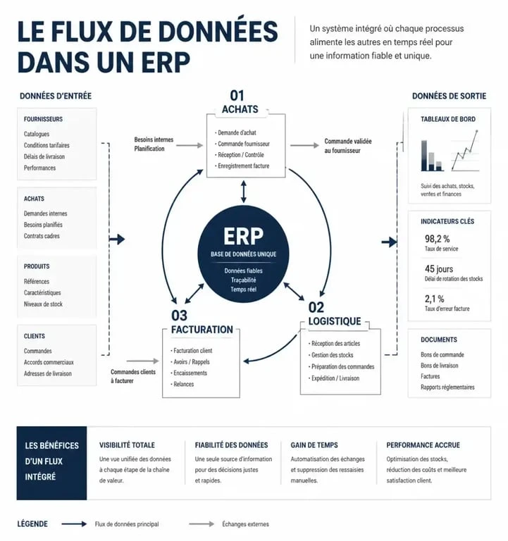 Schéma explicatif du flux de données dans une formation SAP débutant