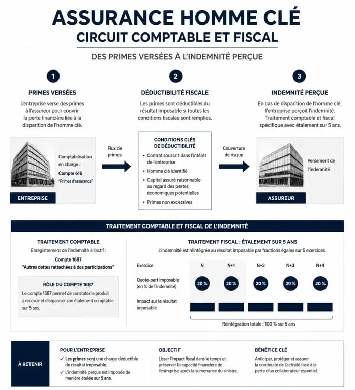 Schéma comptable et fiscal de l'assurance homme clé pour entreprise