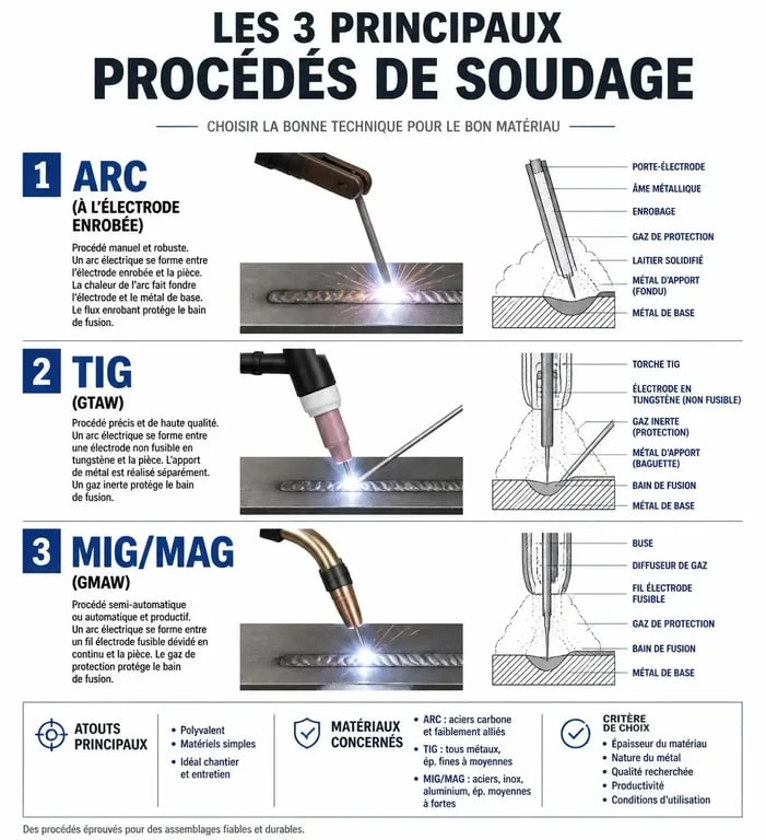 Infographie des procédés de soudage pour le métier de soudeur