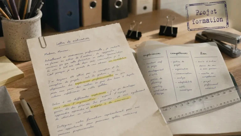 Exemple de lettre de motivation de formation : modèle sur bureau