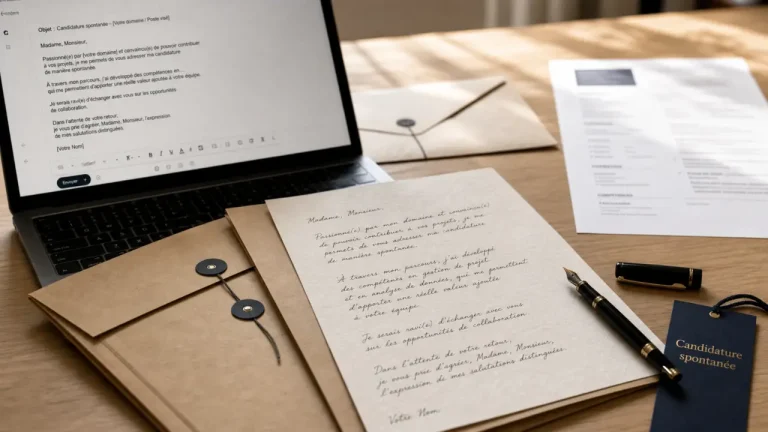 Exemple mail pour candidature spontanée, lettre au stylo et documents