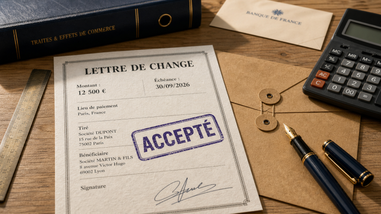 Paiement traite B2B : lettre de change ACCEPTÉ sur table