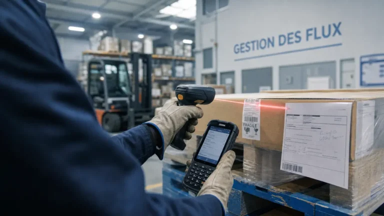 Agent logistique : réception, préparation, expédition, les vrais flux du métier Agent logistique scanne un code-barres en entrepôt
