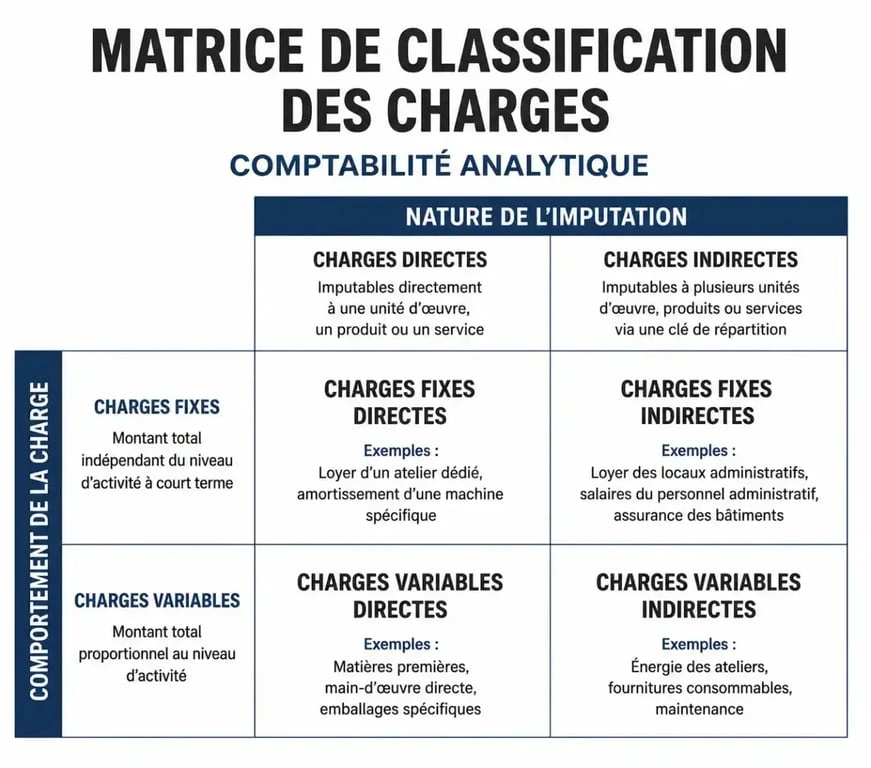 Matrice de classification des charges en comptabilité analytique