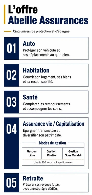 Assurance abeille : panorama des offres auto, habitation, santé, épargne et retraite