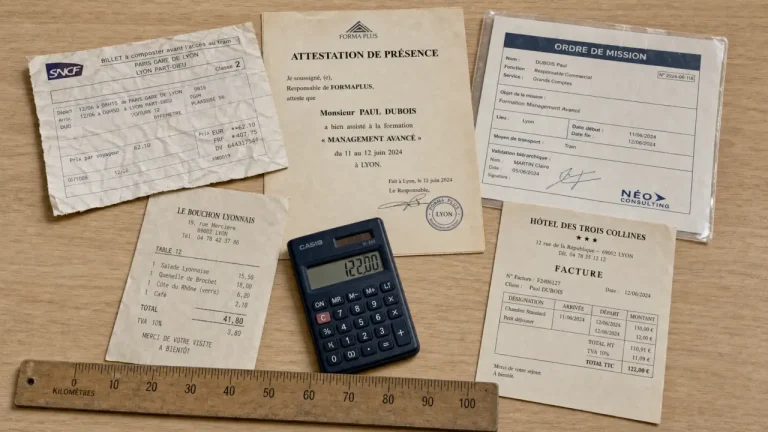 Frais de déplacement pour formation professionnelle : transport, repas, hébergement