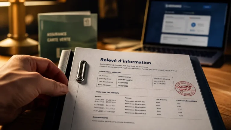 Relevé d’information assurance : 5 points clés pour réussir votre changement d’assureur Relevé d’information assurance sur dossier, document et cachet