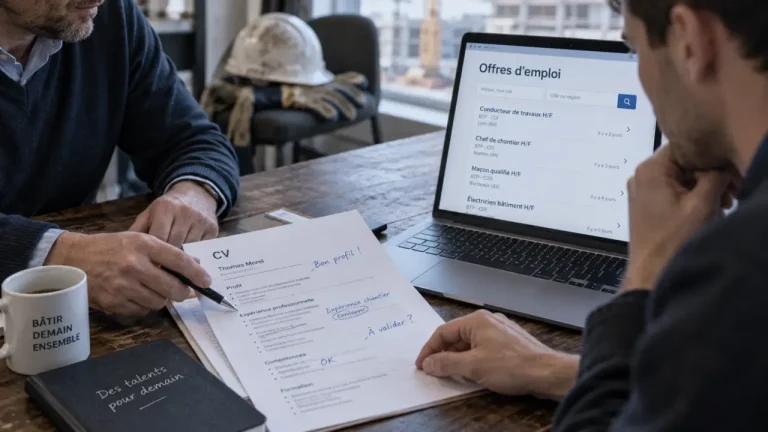 Eiffage recrute dans de nombreux métiers, voici comment cibler la bonne offre Eiffage recrutement : recruteur et candidat comparent les offres d’emploi
