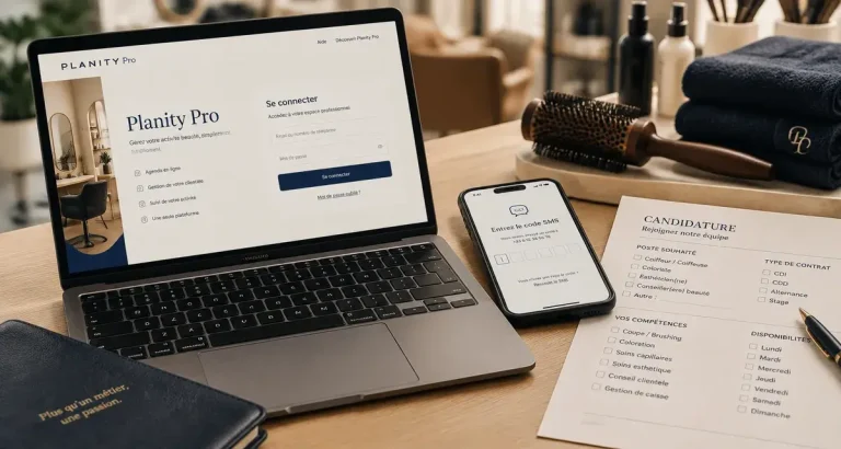 Planity Pro mon compte : page se connecter salon pro